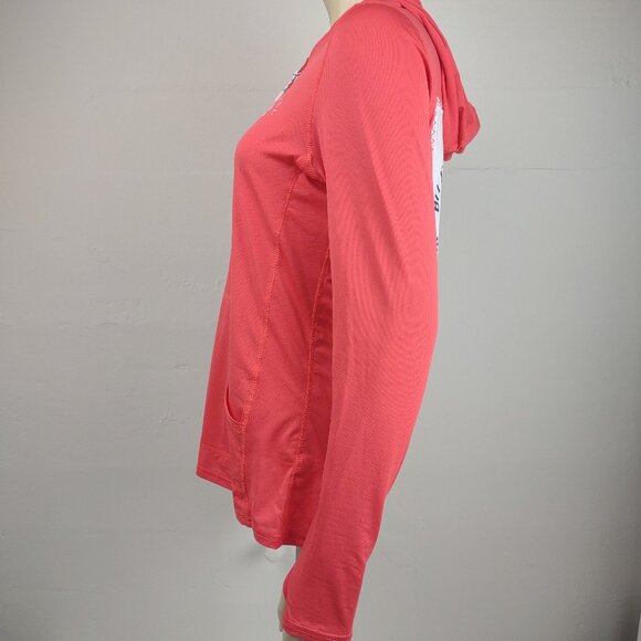 NWOT Bitter End Yacht Club coral red mesh 1/4 zip hooded pullover ladies Small - Picture 10 of 12